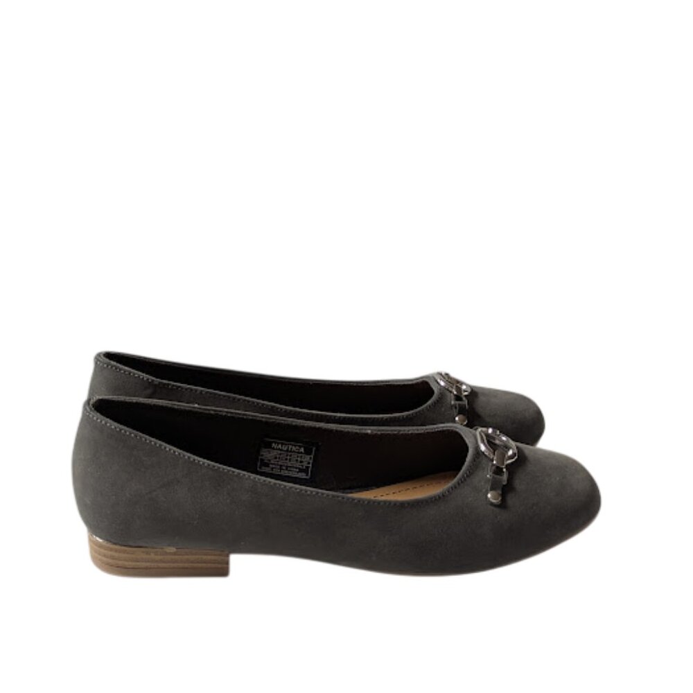 Nautica Buckle Bit WMNs Gray Vegan Suede Fabric Slip-on Flats NWOB Size 7.5 NWOB - Picture 3 of 8